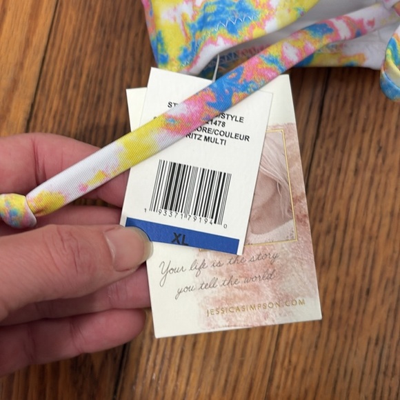 Jessica Simpson Tie-Dyed Cropped Keyhole Cami Bikini Top NWT - Picture 6 of 12